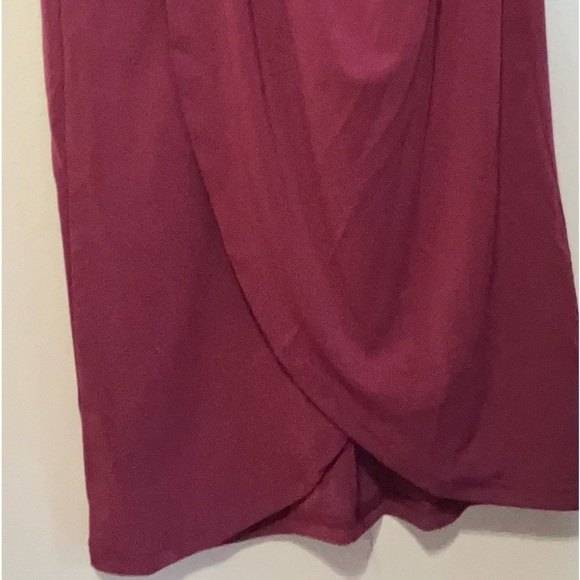 BloomChic cranberry cocktail dress lace bodice size 12 maxi dressy formal - Picture 10 of 12